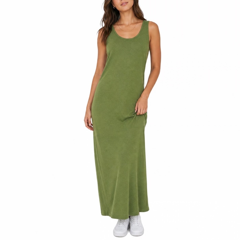 Gap Vintage Green Knit Sleeveless Scoop Neck Maxi Dress Large
